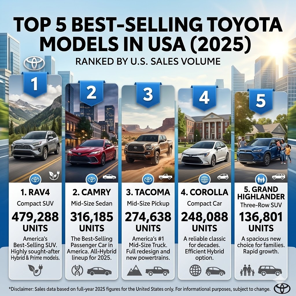 Top 5 Best-Selling Toyota Models In USA